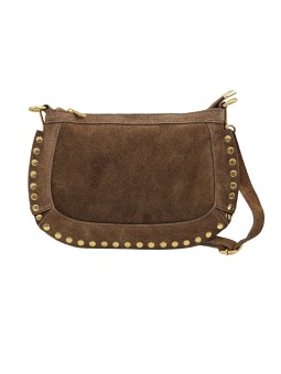 THE WAN Pochette bandouliere Clouté cuir  Nubuck Taupe