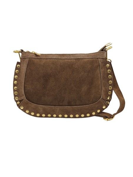 THE WAN Pochette bandouliere Clouté cuir  Nubuck Taupe