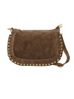 THE WAN Pochette bandouliere Clouté cuir  Nubuck Taupe