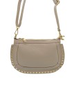 Soleil Chic Pochette bandoulière Clouté cuir Beige