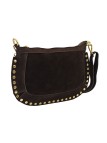 Soleil Chic Pochette bandoulière Clouté cuir Nubuck Choco
