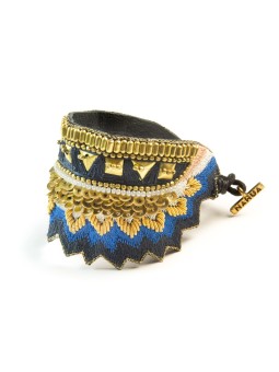 Bracelet Ethnique brodé MAHESWARI Marine NAHUA 1.13A_MARINE