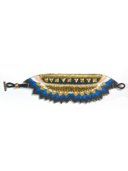 Bracelet Ethnique brodé MAHESWARI Marine NAHUA 1.13A_MARINE