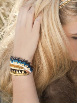 Bracelet Ethnique brodé MAHESWARI Marine NAHUA 1.13A_MARINE