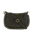 Soleil Chic Pochette bandoulière Clouté cuir Nubuck Kaki