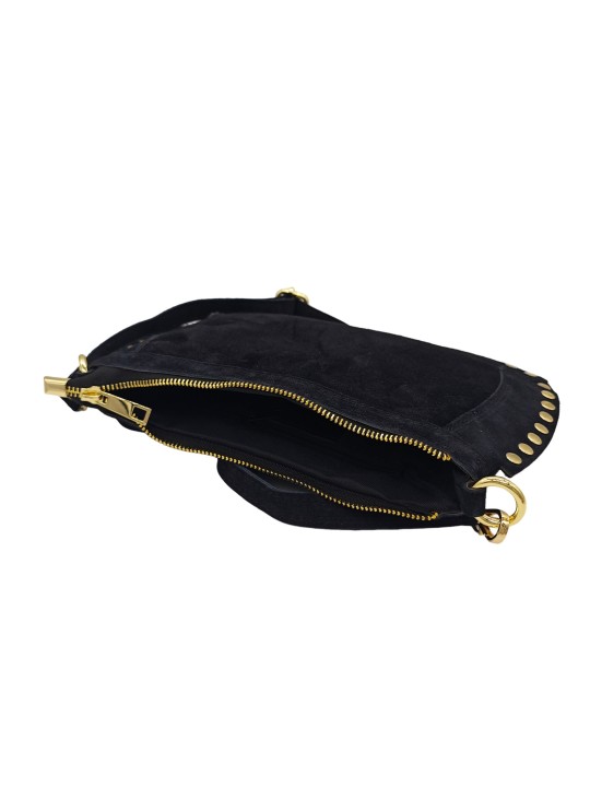 Soleil Chic Pochette bandoulière Clouté cuir Nubuck Noir