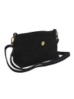 Soleil Chic Sac bandouliere cuir Anneau Nubuck Noir