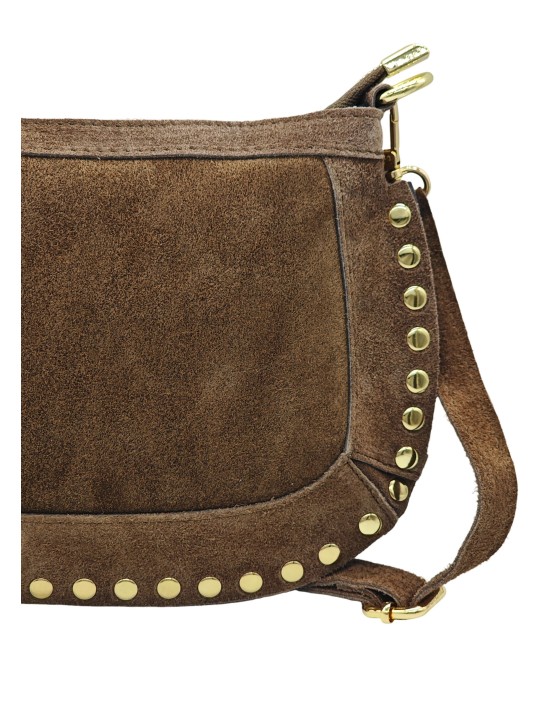 THE WAN Pochette bandouliere Clouté cuir  Nubuck Taupe
