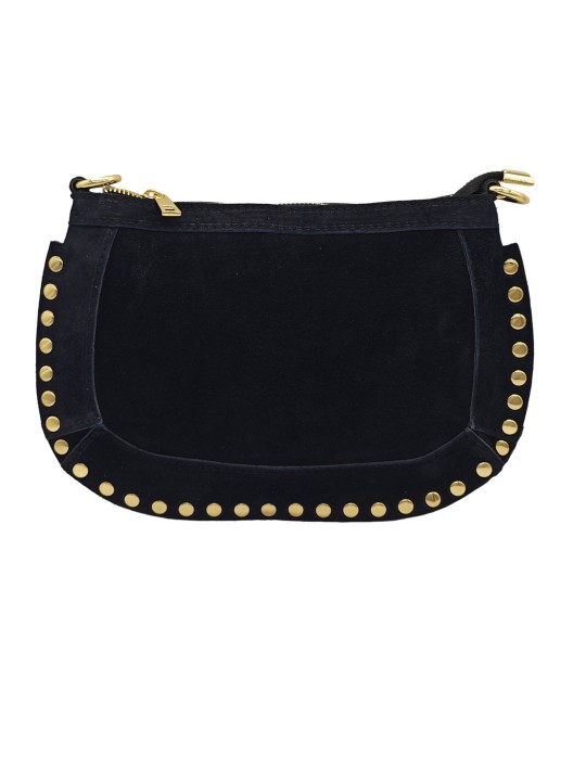 Soleil Chic Pochette bandoulière Clouté cuir Nubuck Noir