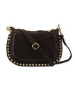 Soleil Chic Pochette bandoulière Clouté cuir Nubuck Choco