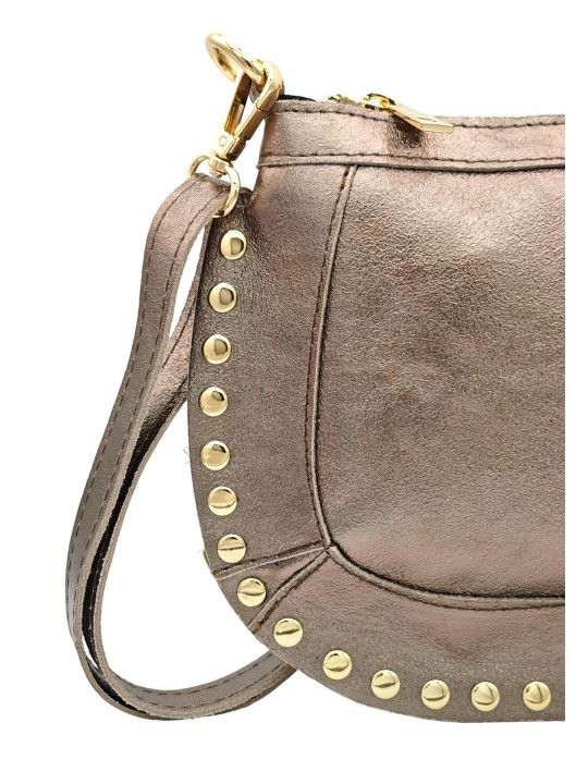 Soleil Chic Pochette bandoulière Clouté cuir Champagne