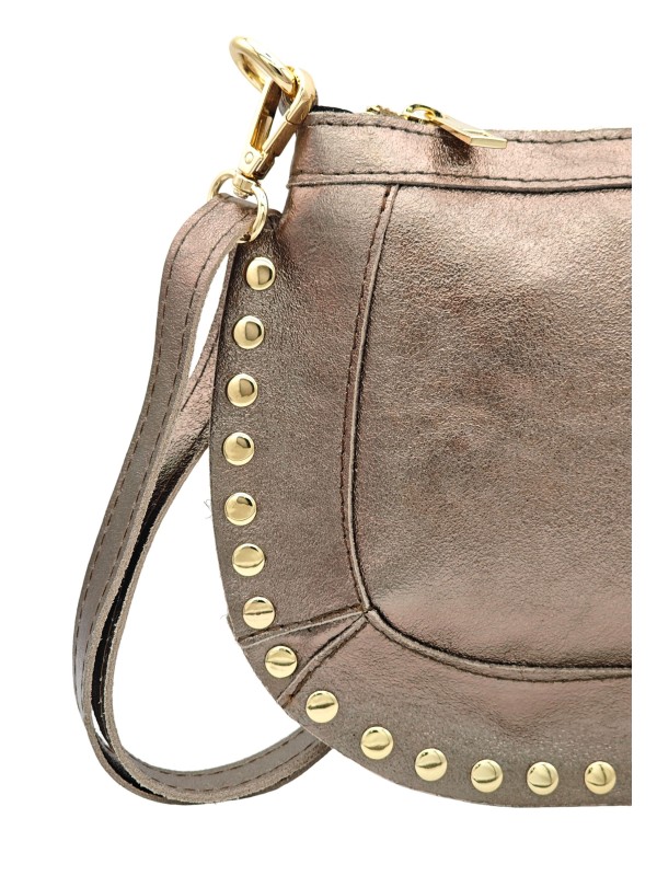 Soleil Chic Pochette bandoulière Clouté cuir Champagne
