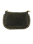 Soleil Chic Pochette bandoulière Clouté cuir Nubuck Kaki