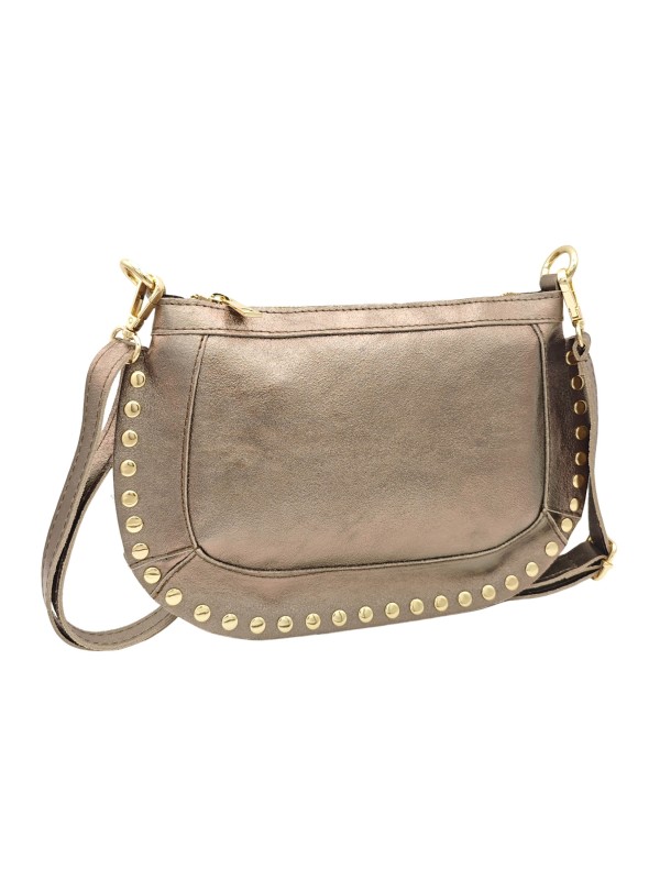 Soleil Chic Pochette bandoulière Clouté cuir Champagne