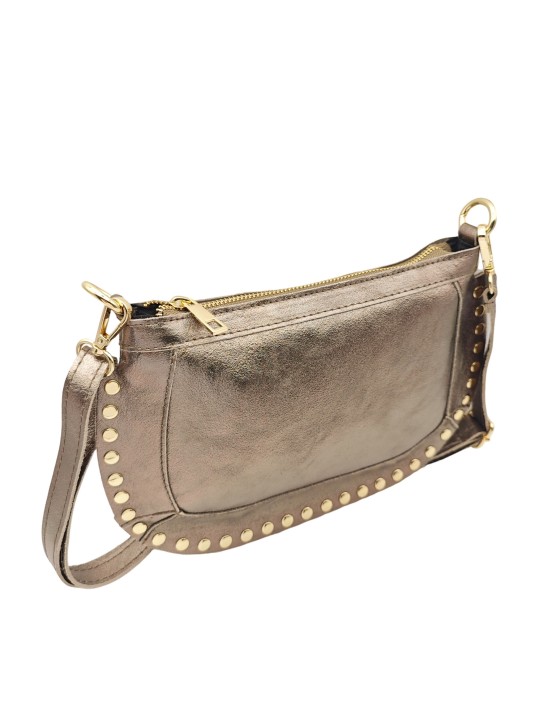 Soleil Chic Pochette bandoulière Clouté cuir Champagne