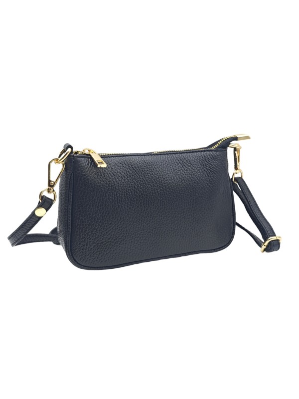 Soleil Chic Petite Pochette bandoulière cuir Noir