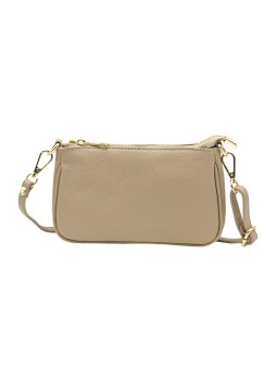 Soleil Chic Petite Pochette bandoulière cuir Beige