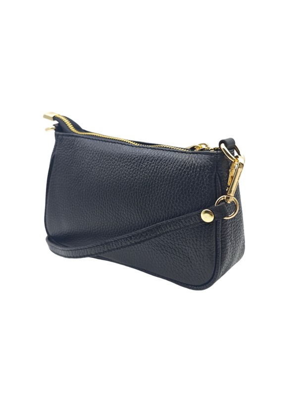 Soleil Chic Petite Pochette bandoulière cuir Noir