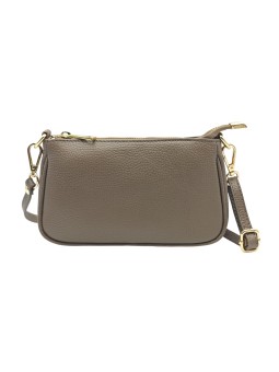 Soleil Chic Petite Pochette bandoulière cuir Taupe Fonce