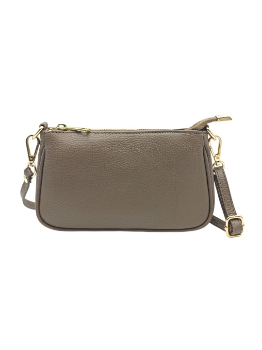Soleil Chic Petite Pochette bandoulière cuir Taupe Fonce