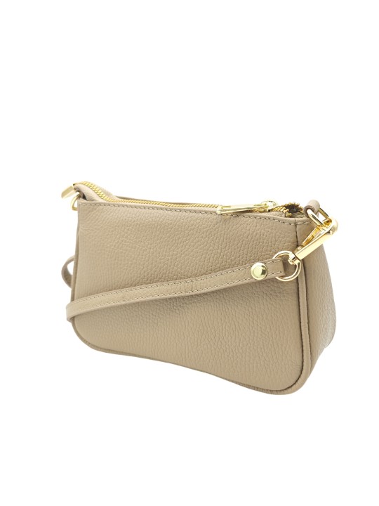 Soleil Chic Petite Pochette bandoulière cuir Beige