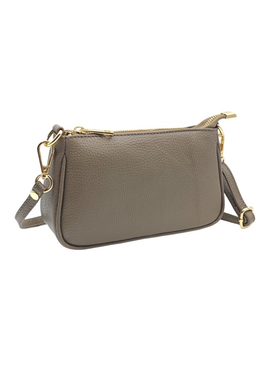 Soleil Chic Petite Pochette bandoulière cuir Taupe Fonce