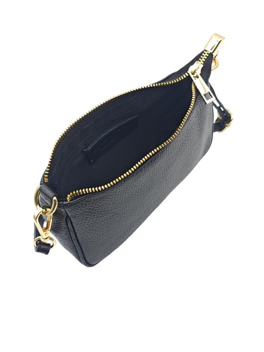 Soleil Chic Petite Pochette bandoulière cuir Noir