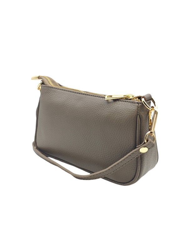 Soleil Chic Petite Pochette bandoulière cuir Taupe Fonce