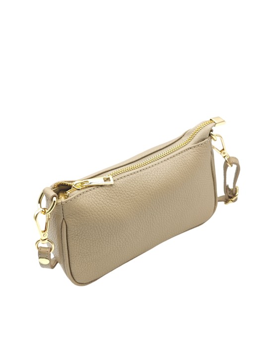 Soleil Chic Petite Pochette bandoulière cuir Beige