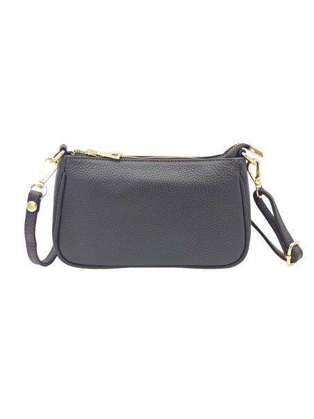 Soleil Chic Petite Pochette bandoulière cuir Choco