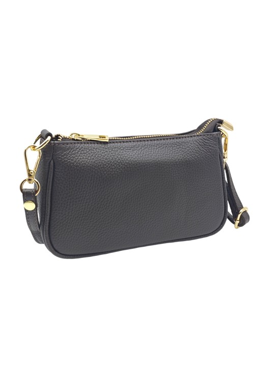 Soleil Chic Petite Pochette bandoulière cuir Choco