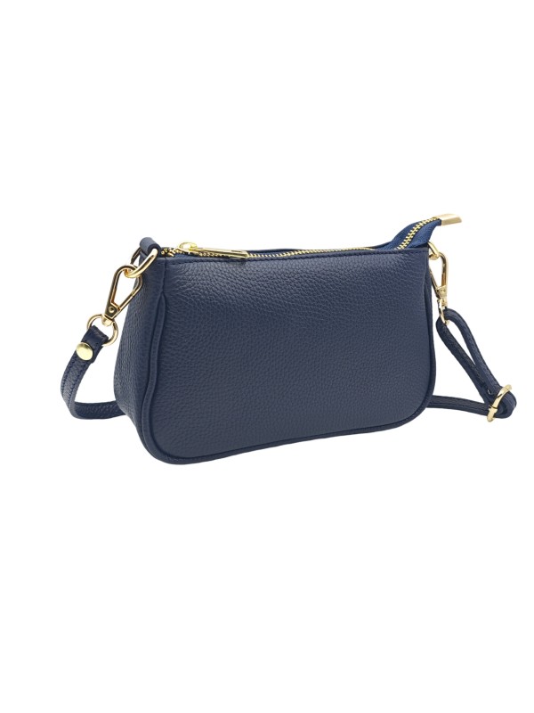 Soleil Chic Petite Pochette bandoulière cuir Marine