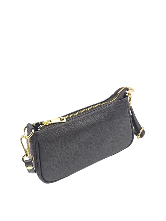Soleil Chic Petite Pochette bandoulière cuir Choco