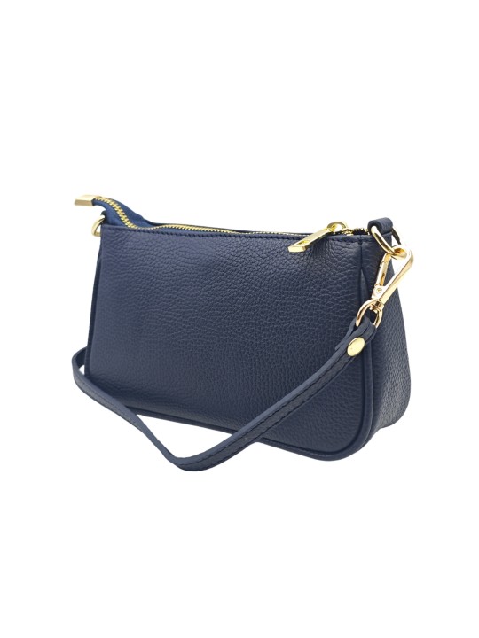Soleil Chic Petite Pochette bandoulière cuir Marine