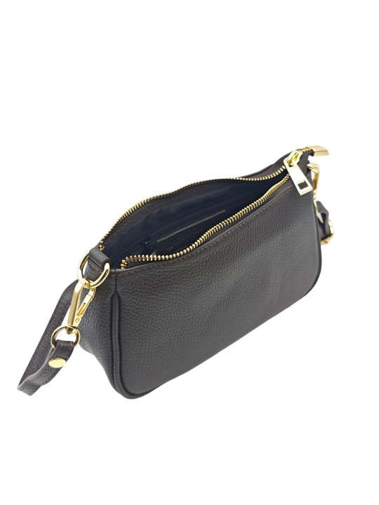 Soleil Chic Petite Pochette bandoulière cuir Choco