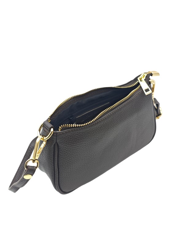 Soleil Chic Petite Pochette bandoulière cuir Choco