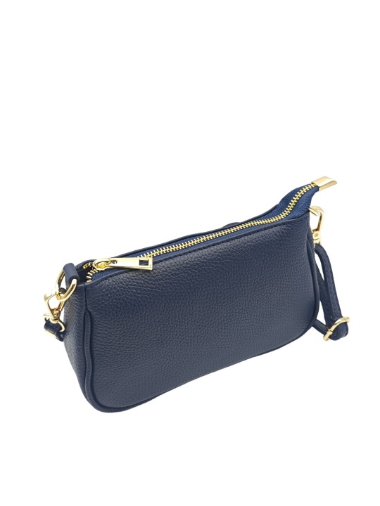 Soleil Chic Petite Pochette bandoulière cuir Marine