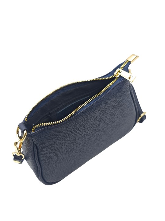 Soleil Chic Petite Pochette bandoulière cuir Marine
