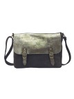 Soleil Chic Sac Bandoulière Cuir Rabat Choco Velours Irise