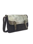 Soleil Chic Sac Bandoulière Cuir Rabat Choco Velours Irise