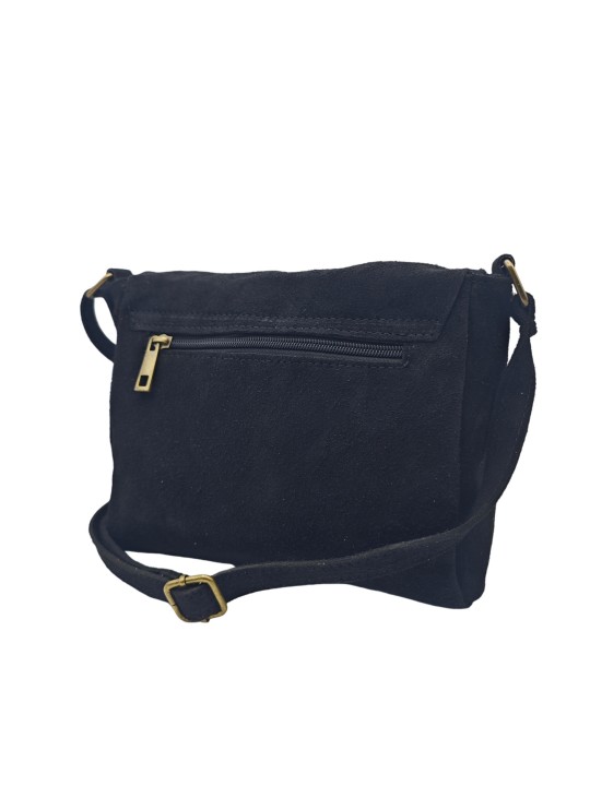 Soleil Chic Sac Bandoulière Cuir Rabat Noir Velours