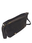 Soleil Chic Sac Bandoulière Cuir Rabat Choco Velours Irise