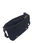 Soleil Chic Sac Bandoulière Cuir Rabat Noir Velours
