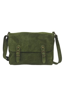 Soleil Chic Sac Bandoulière Cuir Rabat Kaki Velours