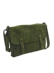 Soleil Chic Sac Bandoulière Cuir Rabat Kaki Velours