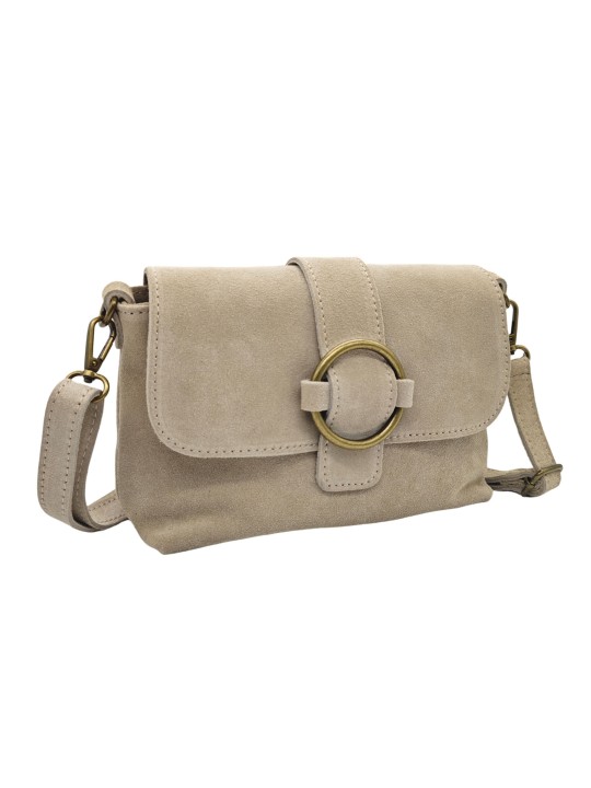 THE WAN Sac bandouliere cuir Anneau Besace 156 Daim Beige