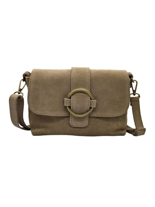 THE WAN Sac bandouliere cuir Anneau Besace 156 Daim Taupe