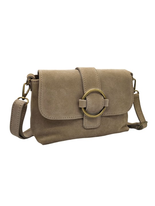 THE WAN Sac bandouliere cuir Anneau Besace 156 Daim Taupe