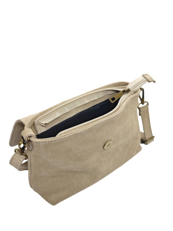 THE WAN Sac bandouliere cuir Anneau Besace 156 Daim Beige