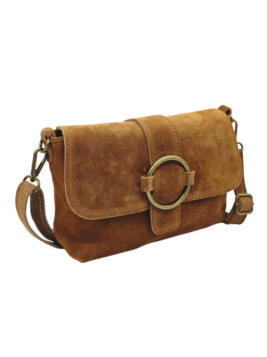THE WAN Sac bandouliere cuir Anneau Besace 156 Daim Camel